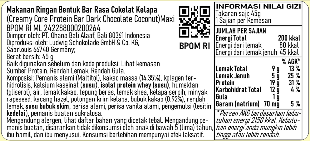 Protein Bar Dark Chocolate Coconut