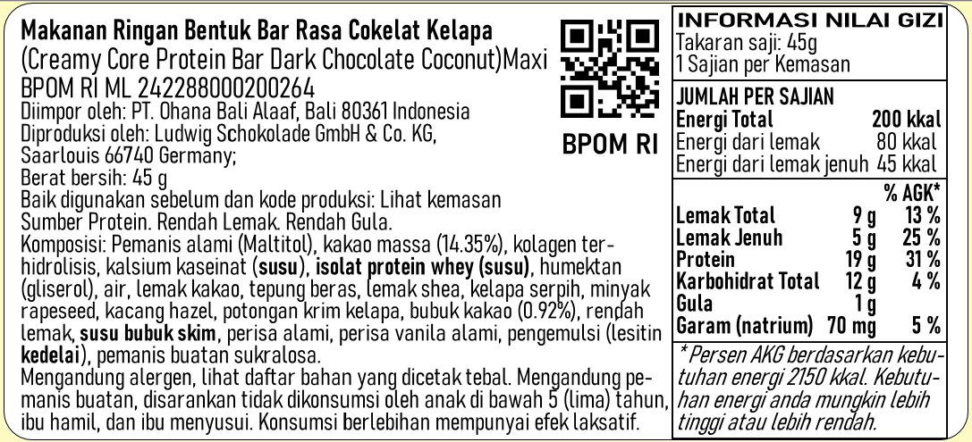 Protein Bar Dark Chocolate Coconut